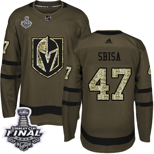 Adidas Golden Knights #47 Luca Sbisa Green Salute to Service 2018 Stanley Cup Final Stitched Youth NHL Jersey